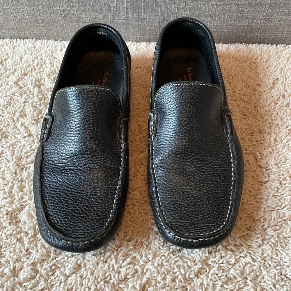 To Boot Black Pebbled Leather Slip-On Loafers